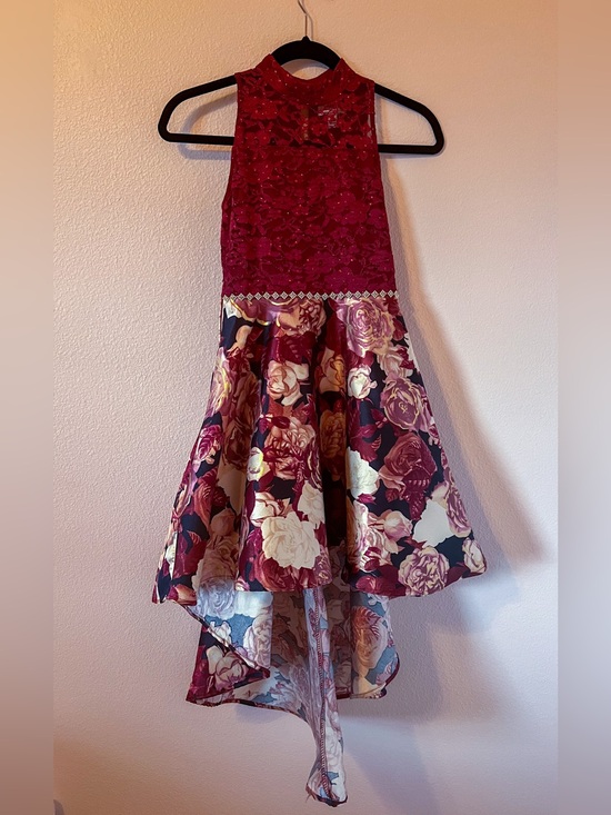 Speechless Other - Speechless Kids Girls Size 10 Burgundy Metallic Floral High Low Formal Dress